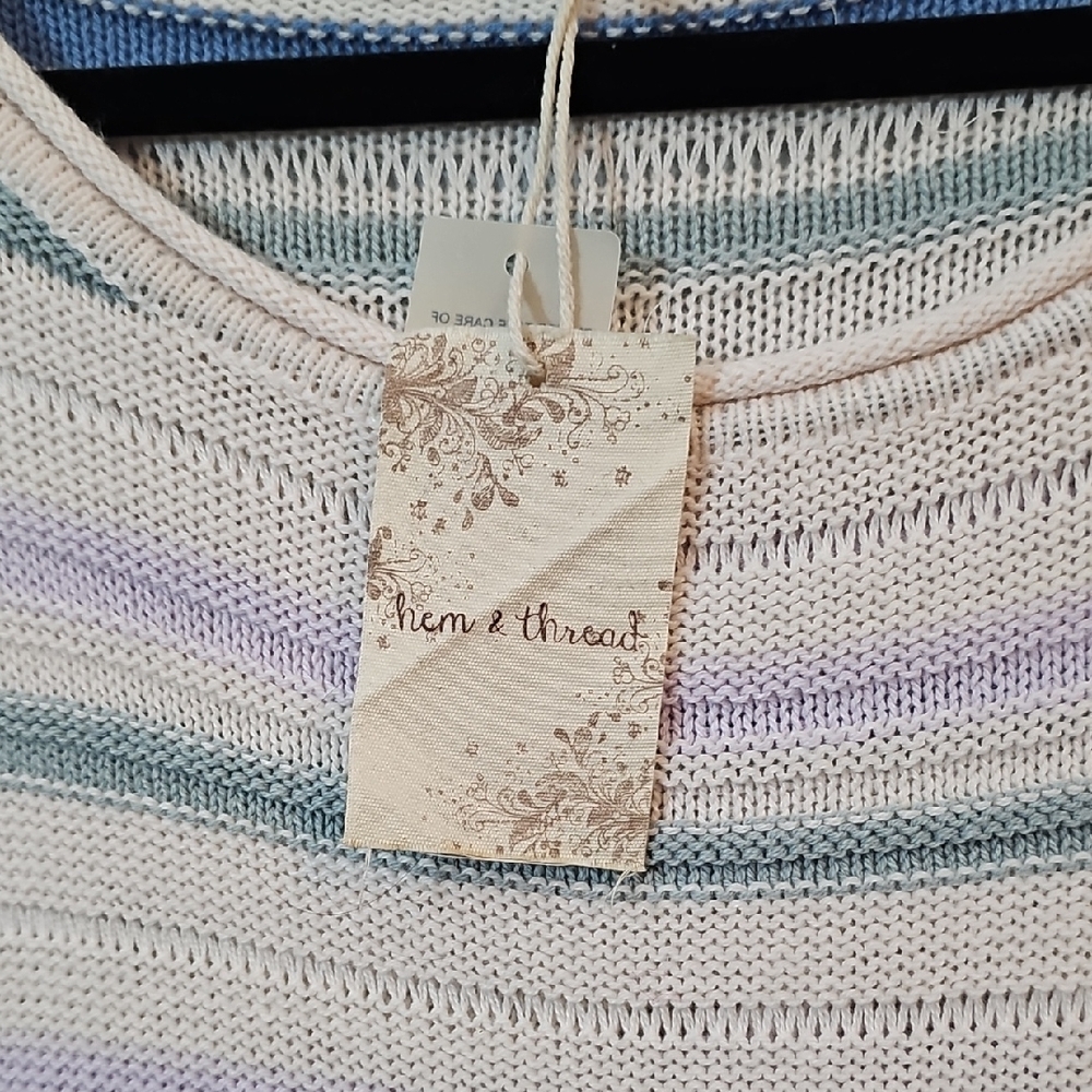 NWT Hem & Thread Pastel Striped Knit Sweater, Womens Large Oversized - Picture 6 of 7